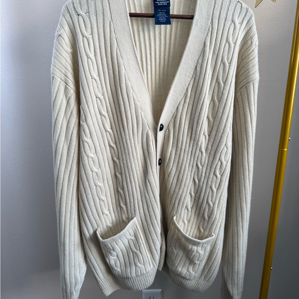 Vintage | John Blair Cream Cable Knit Cardigan | Unisex | Oversized | Size 2X - Picture 3 of 7